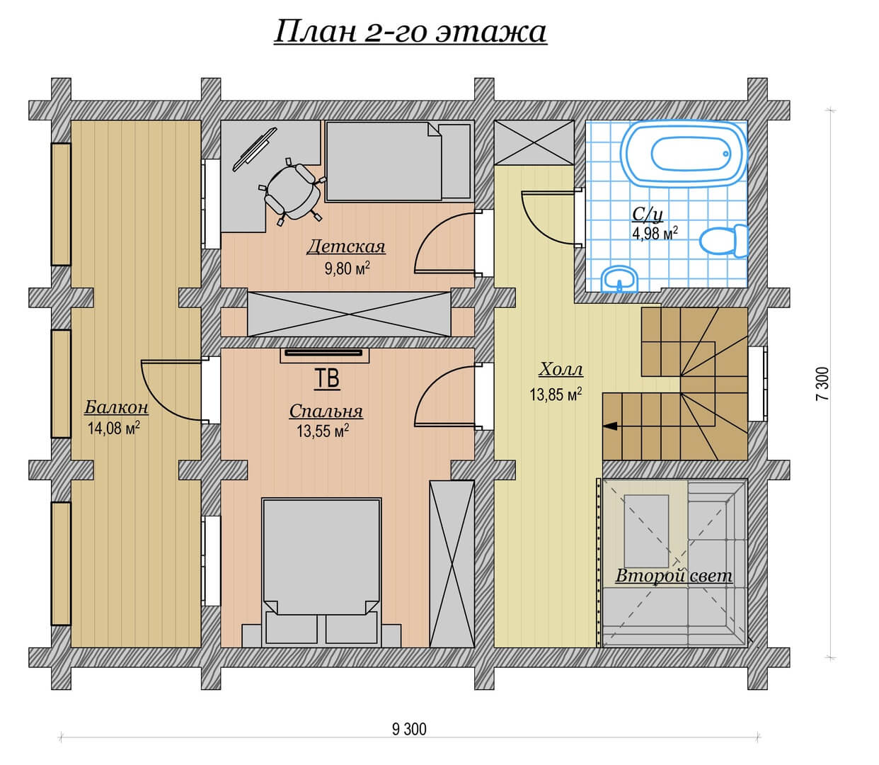 Дом из бревна 116м2 Проект №ВЗ-121 «Гектор»